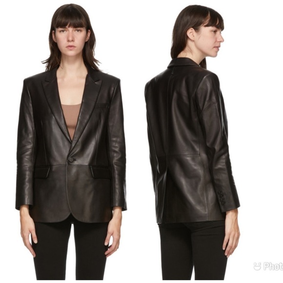 Mackage Tracy Leather‎ Blazer Black Sz M Womens One Button - Picture 1 of 9